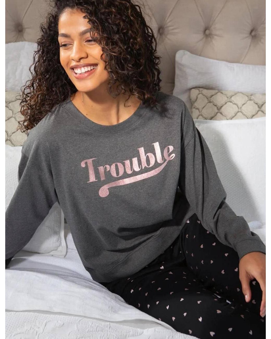 Pour Moi Gray Trouble Jersey Jogger Pyjama Set