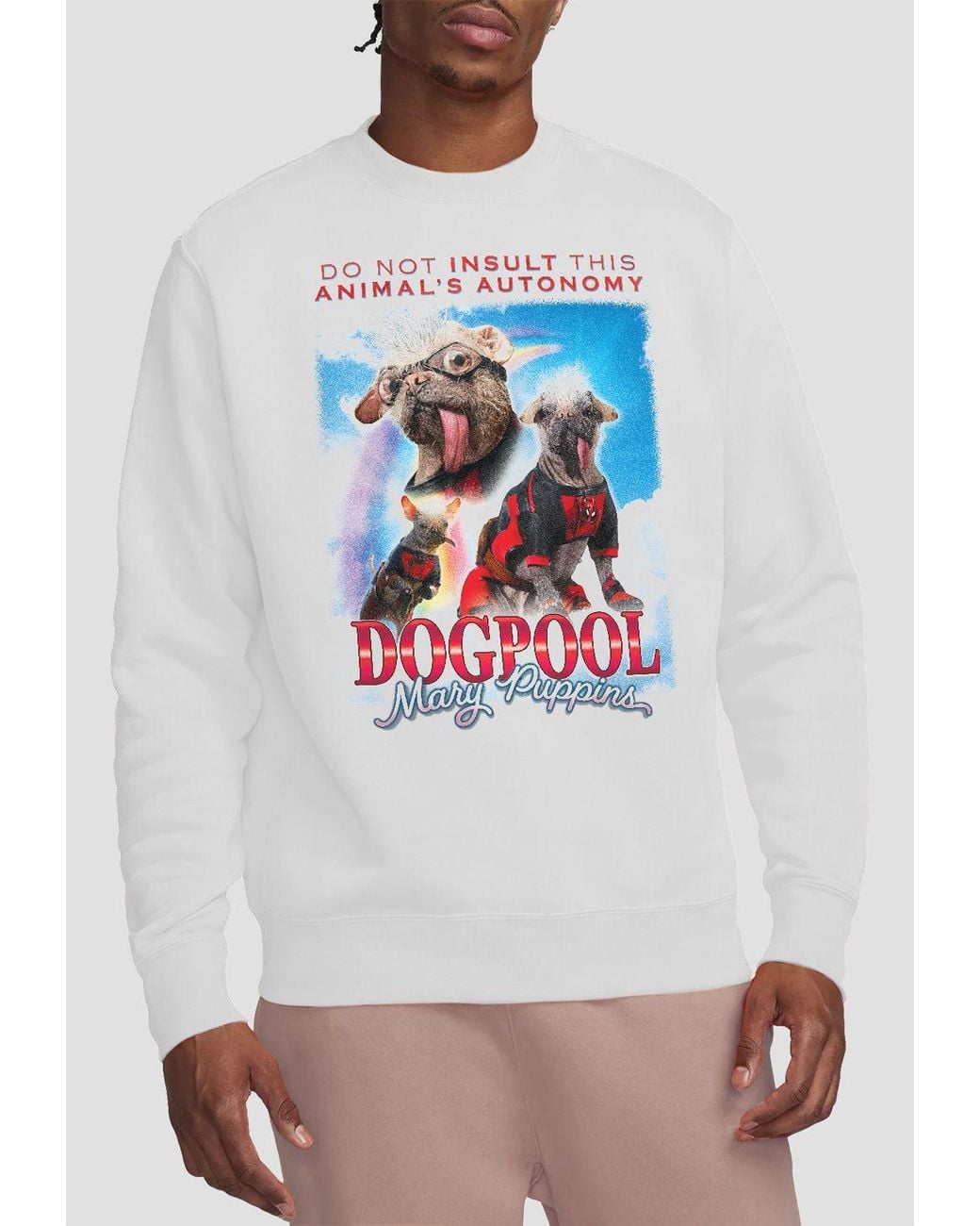 Marvel Gray Deadpool & Wolverine Deadpool Mary Puppins Bootleg Sweatshirt for men