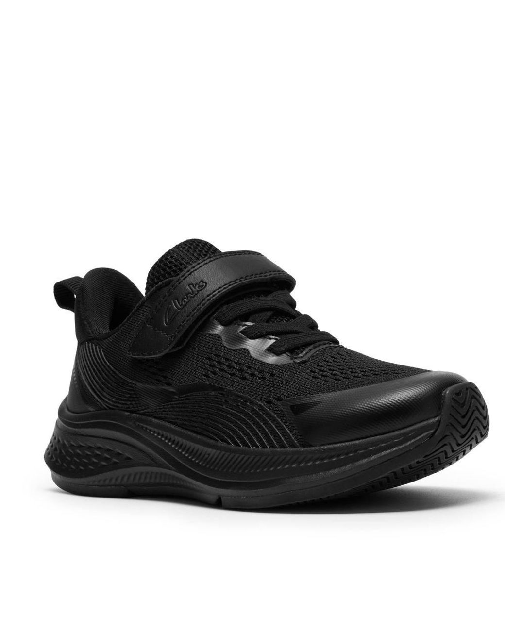 Clarks Black Lumen Hero Kid/ Trainers, Riptape, School Shoes