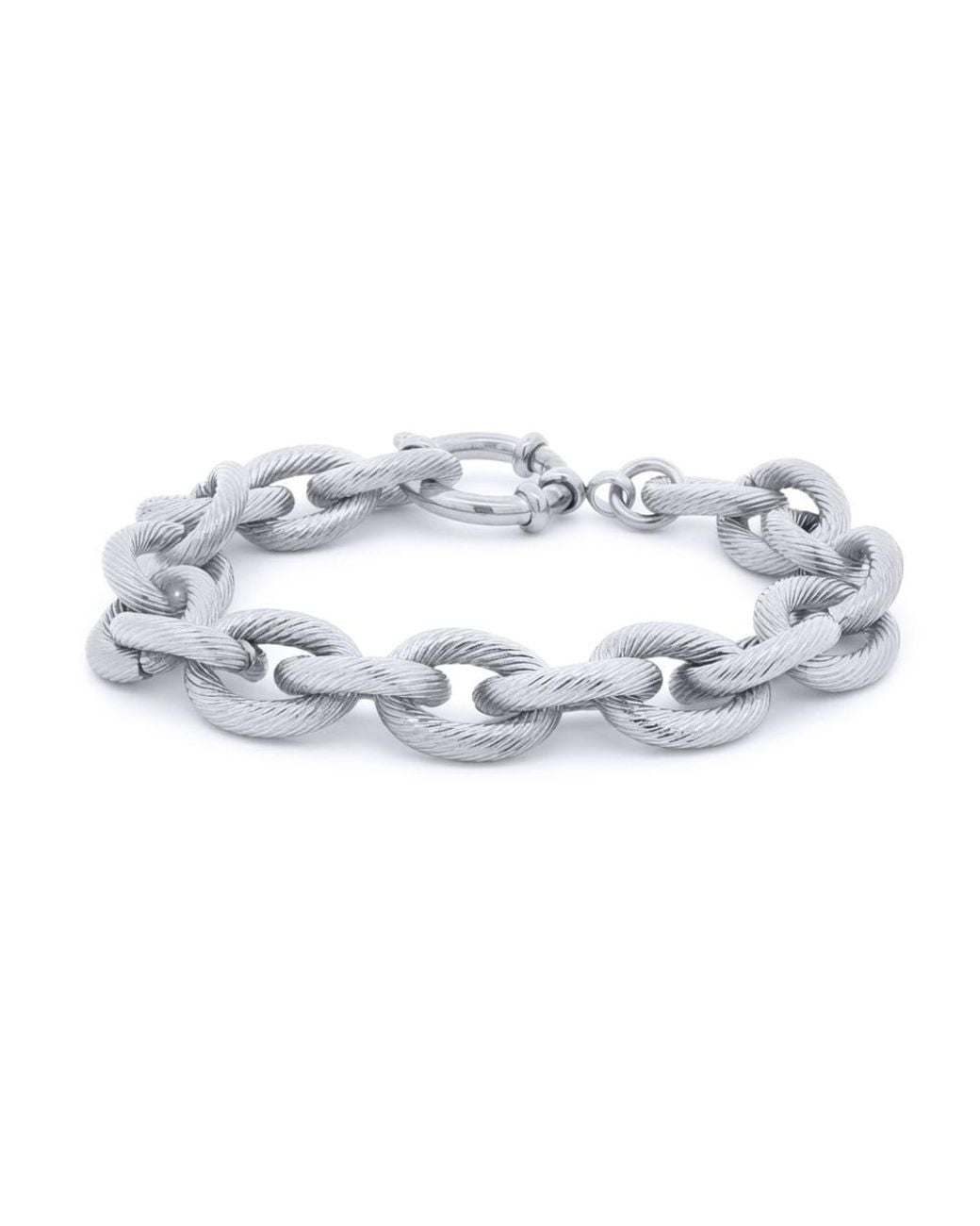 Jewelco London Metallic Stainless Steel Candy Twist Belcher Chain Bracelet 12.5Mm 8" 20Cm