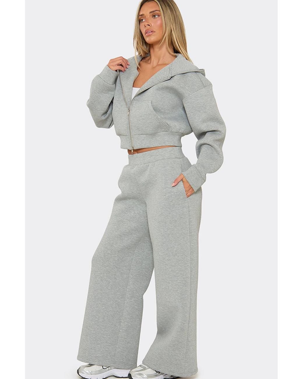 EGO Gray Wide Leg Mid Rise Joggers