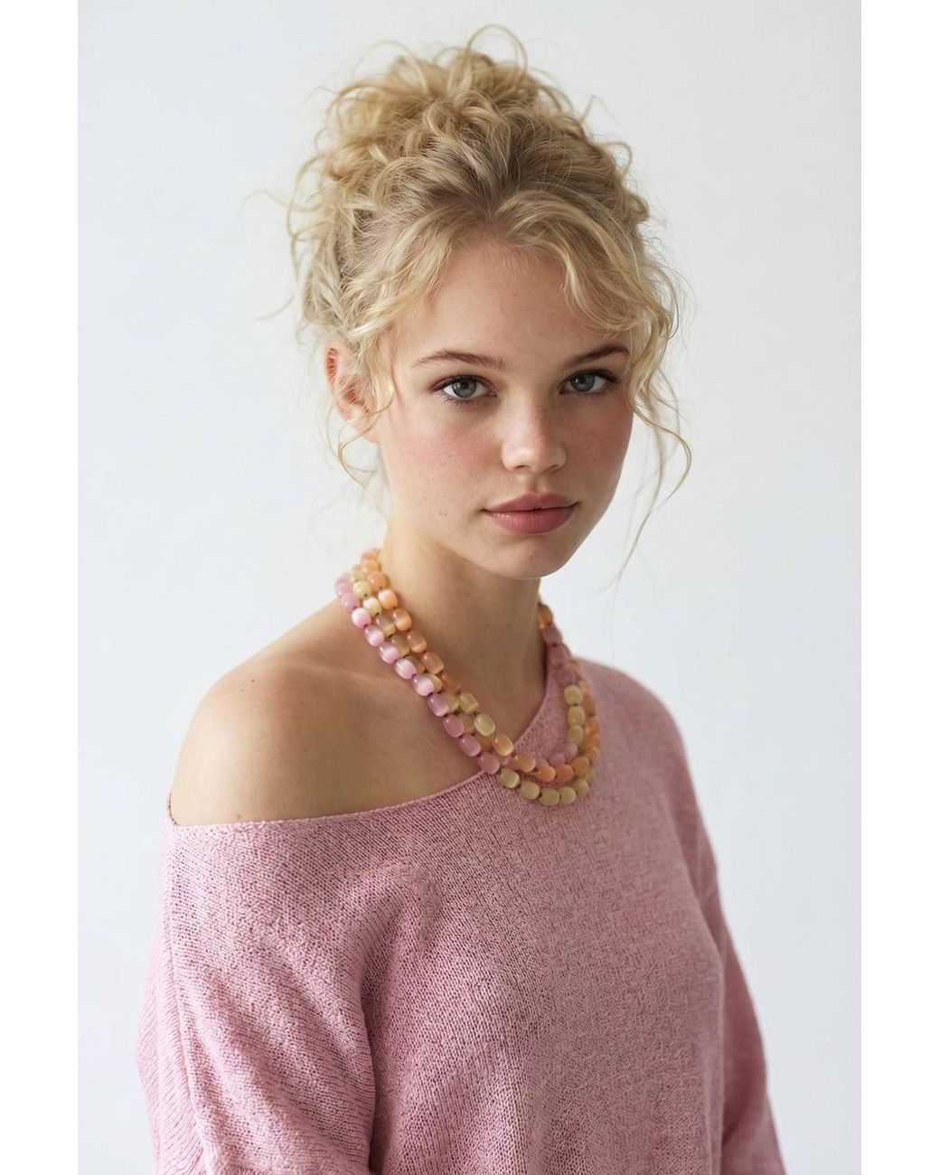 MixRay Pink Oversized Boat Neck Knit Sweater