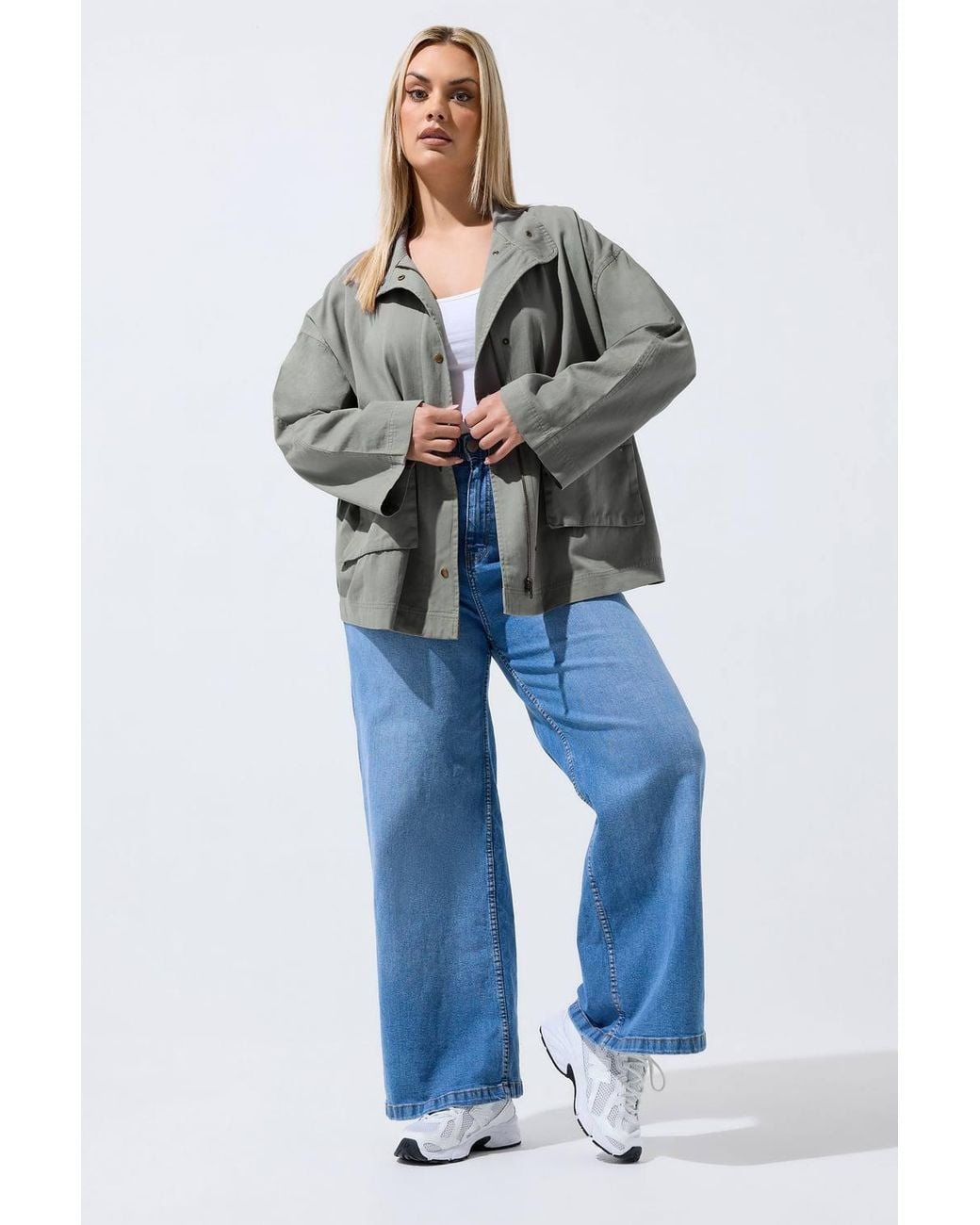 Yours Gray Funnel Neck Shacket