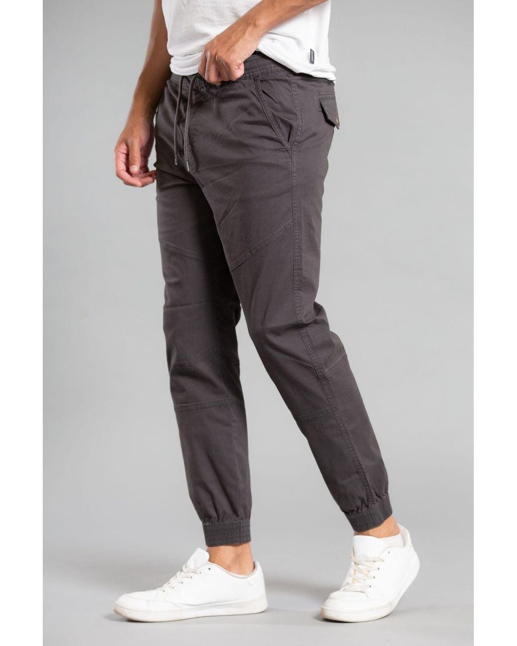 Tokyo Laundry Gray Cotton Cuffed Trouser for men