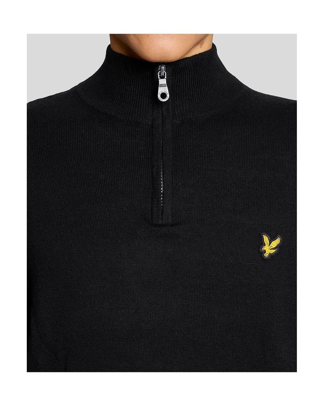 Lyle & Scott Black Cotton Merino Quarter Zip Jumper Jet for men