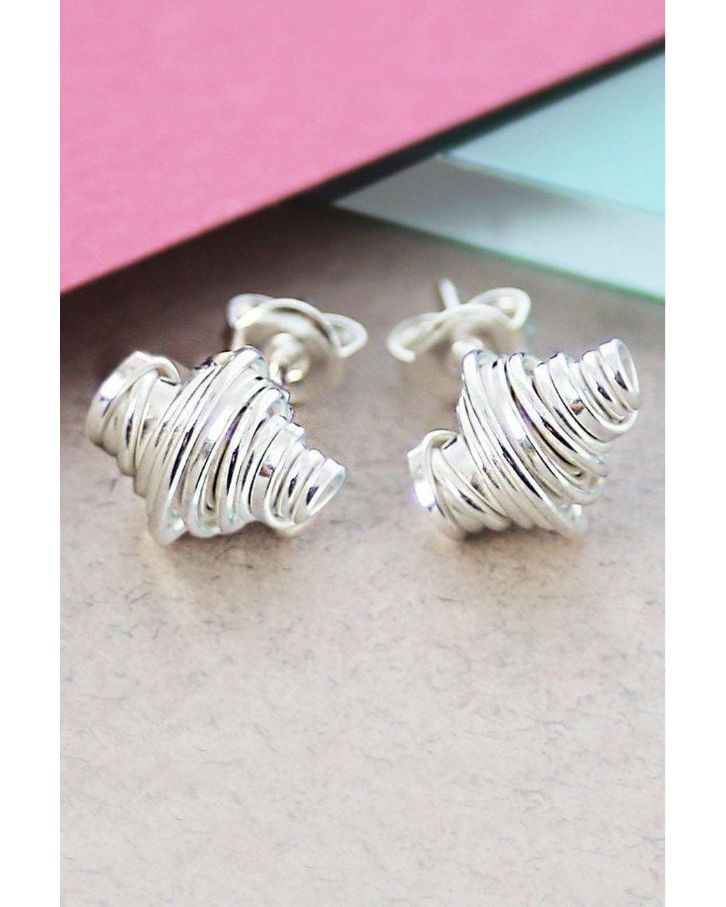 Otis Jaxon London Metallic Coiled Sterling Stud Earrings