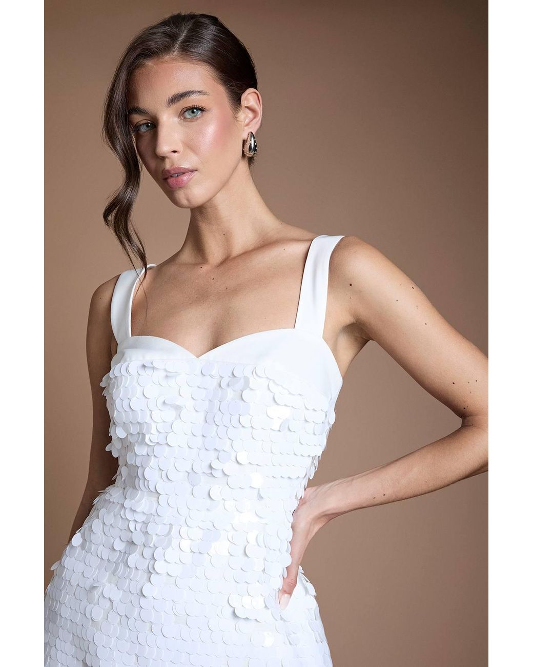 Coast White Disc Sequin Bridal Mini Dress
