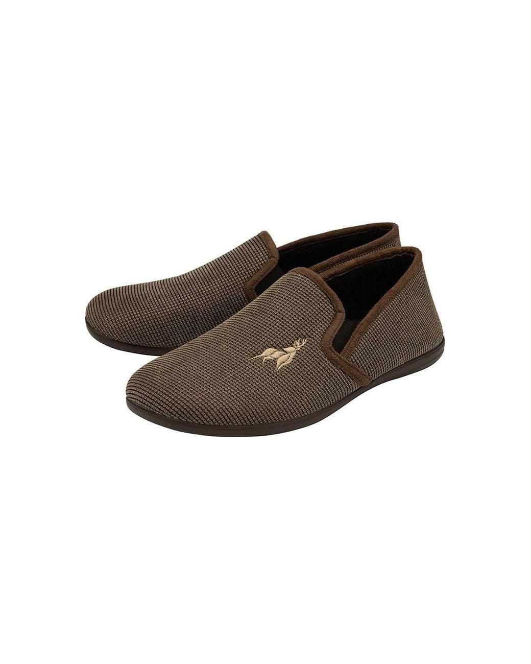 Lotus Brown 'Davida' Textile Full Slippers for men