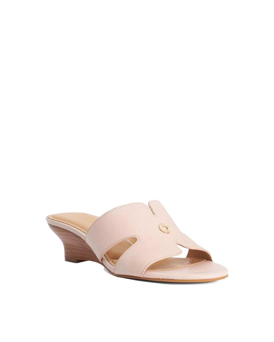 Dune Pink Wide Fit 'Kacie' Leather Wedges