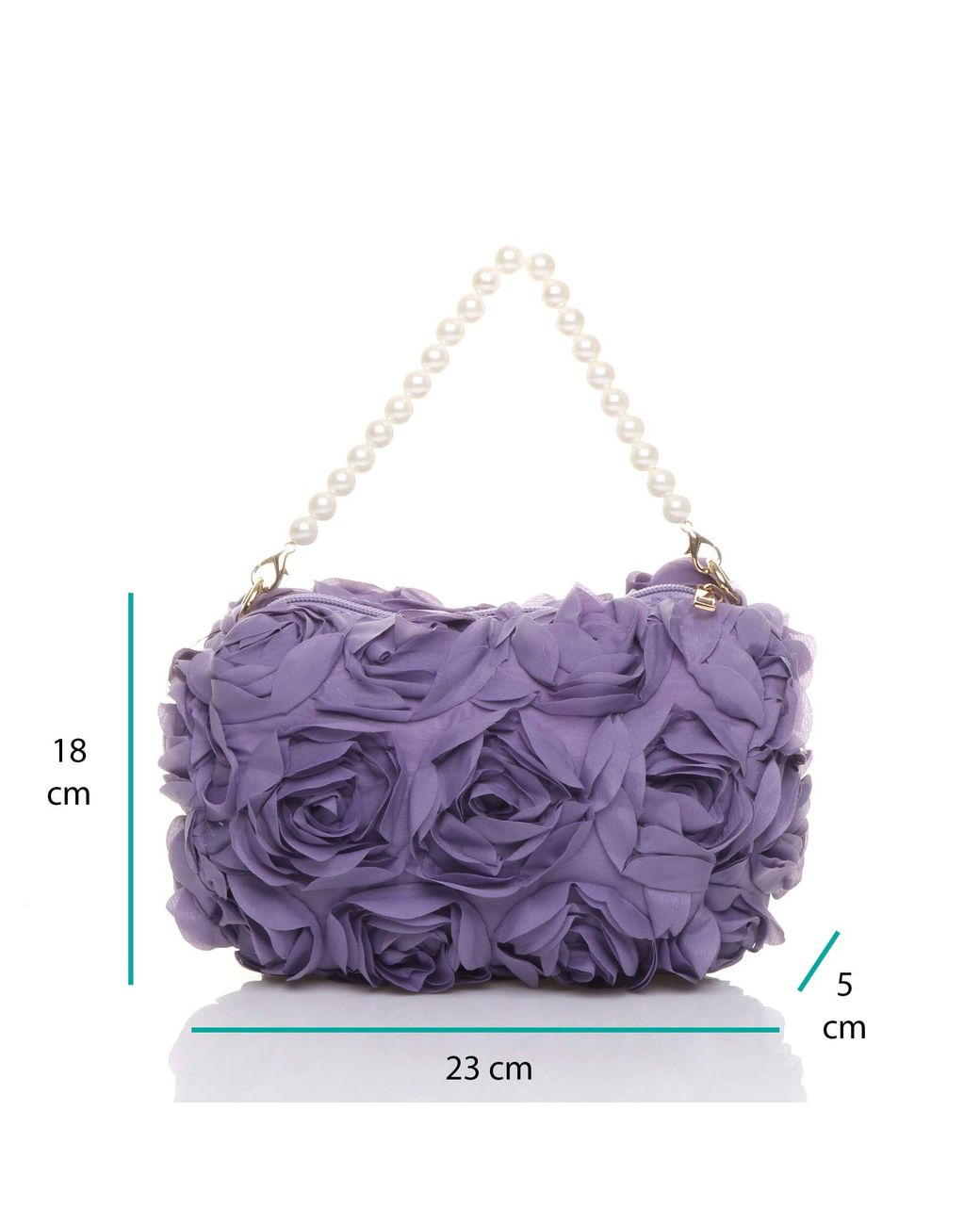 AJVANI Purple Flower Rose Ruffle Wedding Evening Clutch Bag