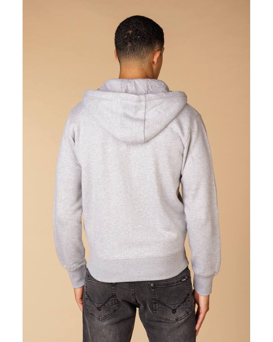 Firetrap Gray Regular Fit Cotton Rich Zip Through Hoody With Drawstring for men
