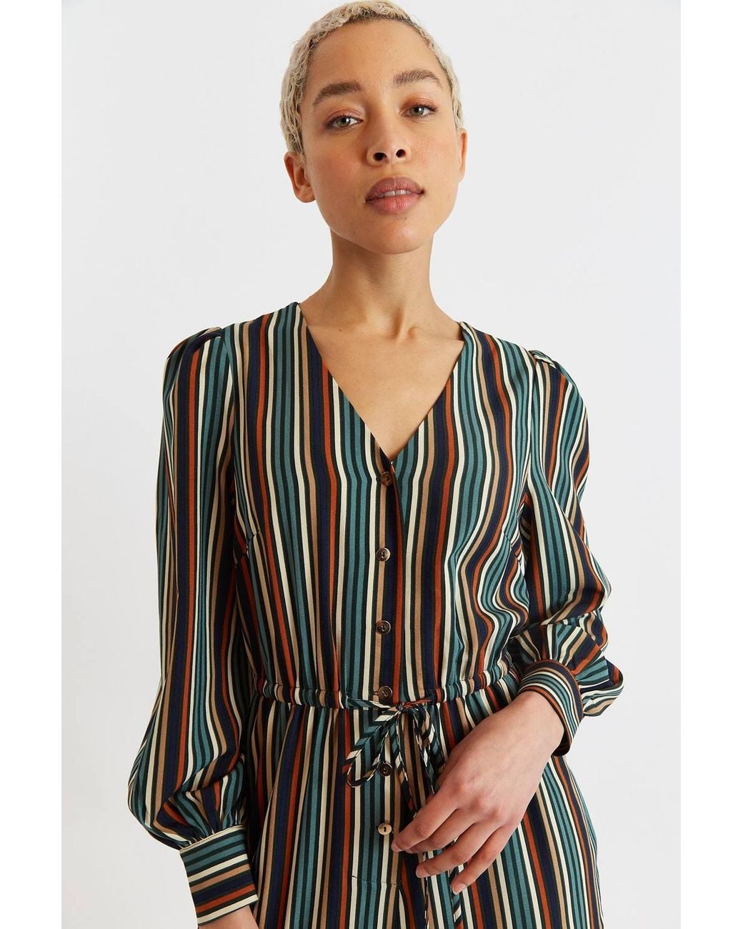 Louche Multicolor Darcy Winter Stripe Long Sleeve Jumpsuit