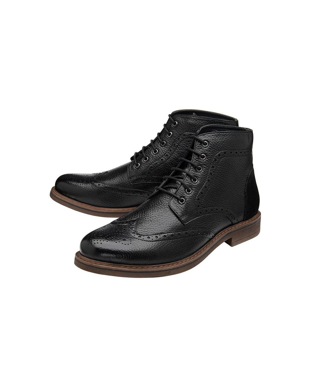 Frank Wright Black 'Magnus' Leather Brogue Ankle Boot for men