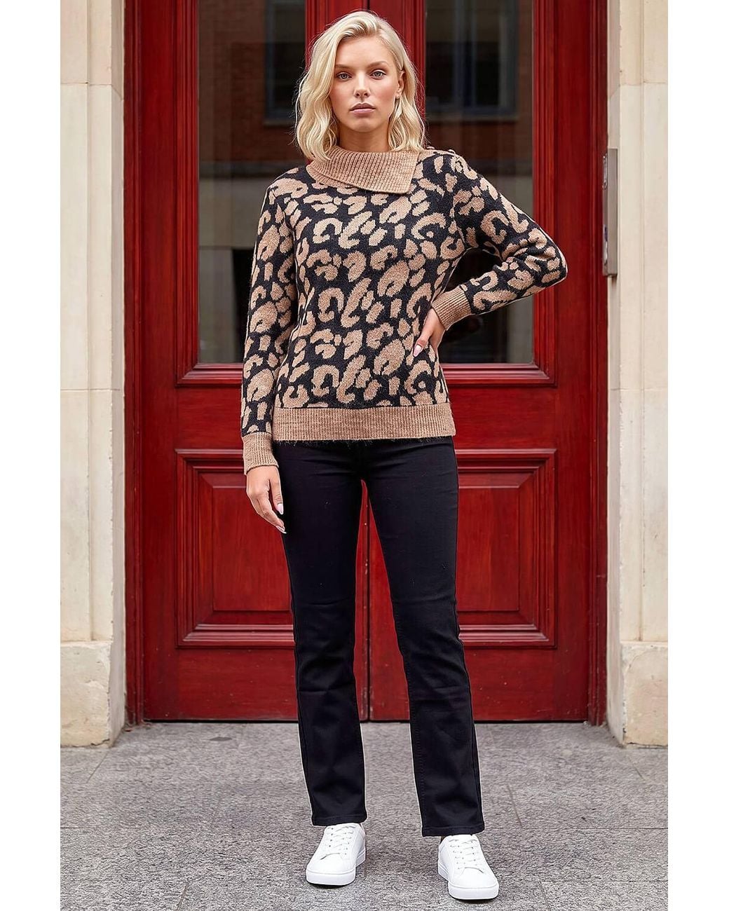 Roman Red Petite Animal Print Knit Jumper