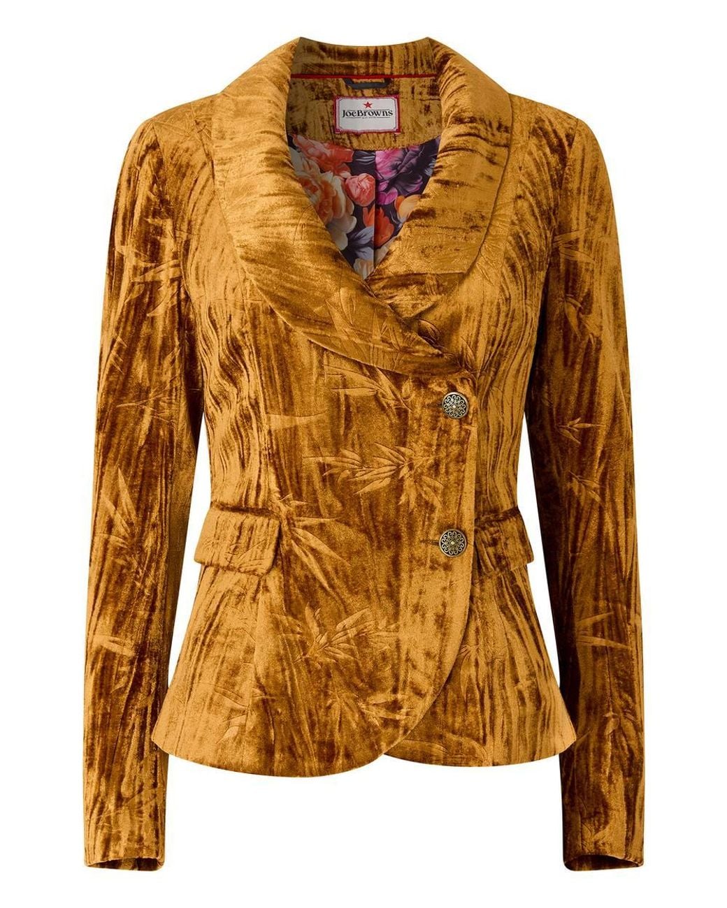 Joe Browns Brown Velour Leaf Print Jacket