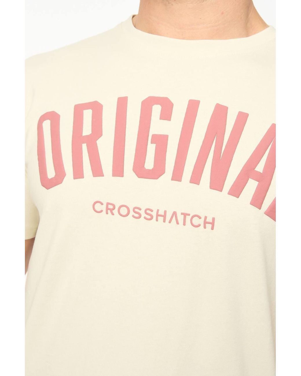 Crosshatch White Kensby Crew Neck Cotton T-Shirt With High Build Graphics for men