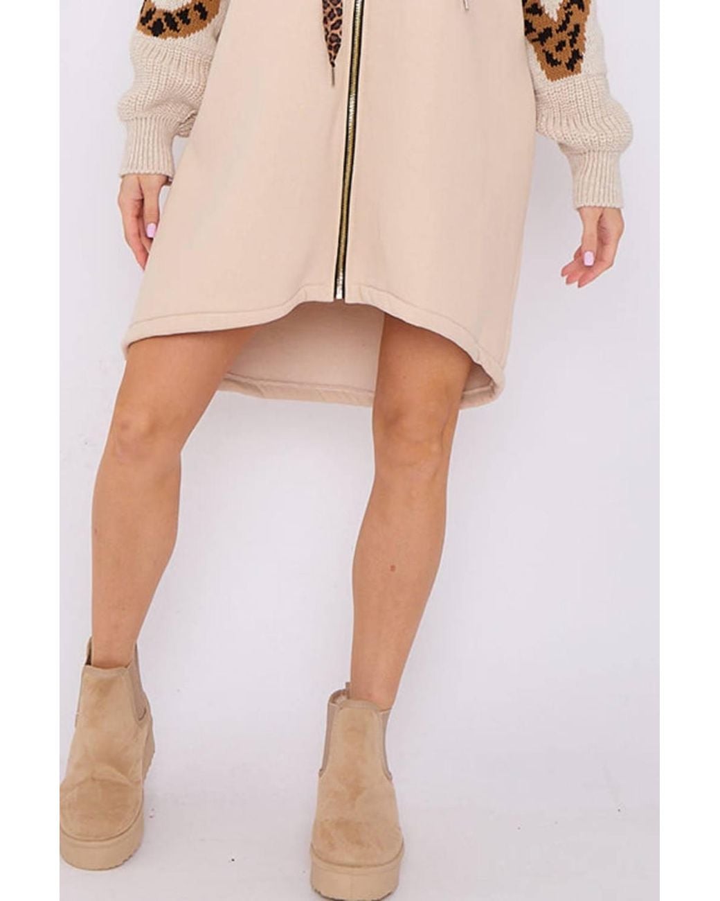 Stylewise Natural Knitted Sleeve Detail