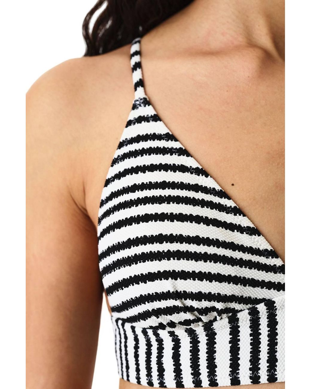 Penti Black Ringel Striped Textured Bralette Bikini Top