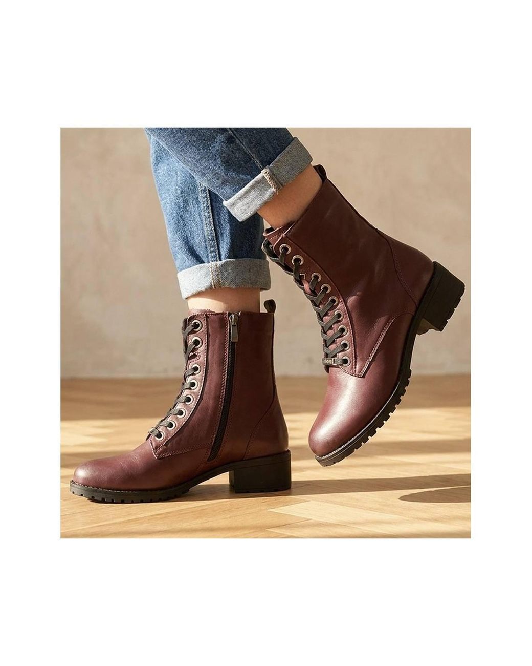 Jones Bootmaker Brown Maura Leather Block Heel Boots