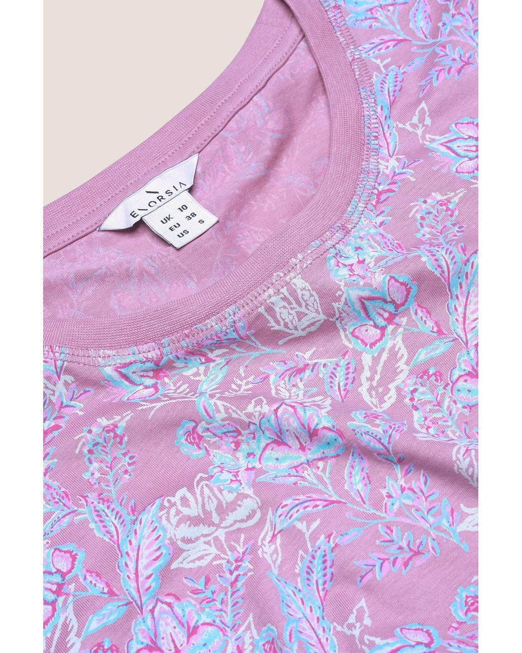 Enorsia Purple Crayon Leaf Combed Cotton Relax Fit T-Shirt