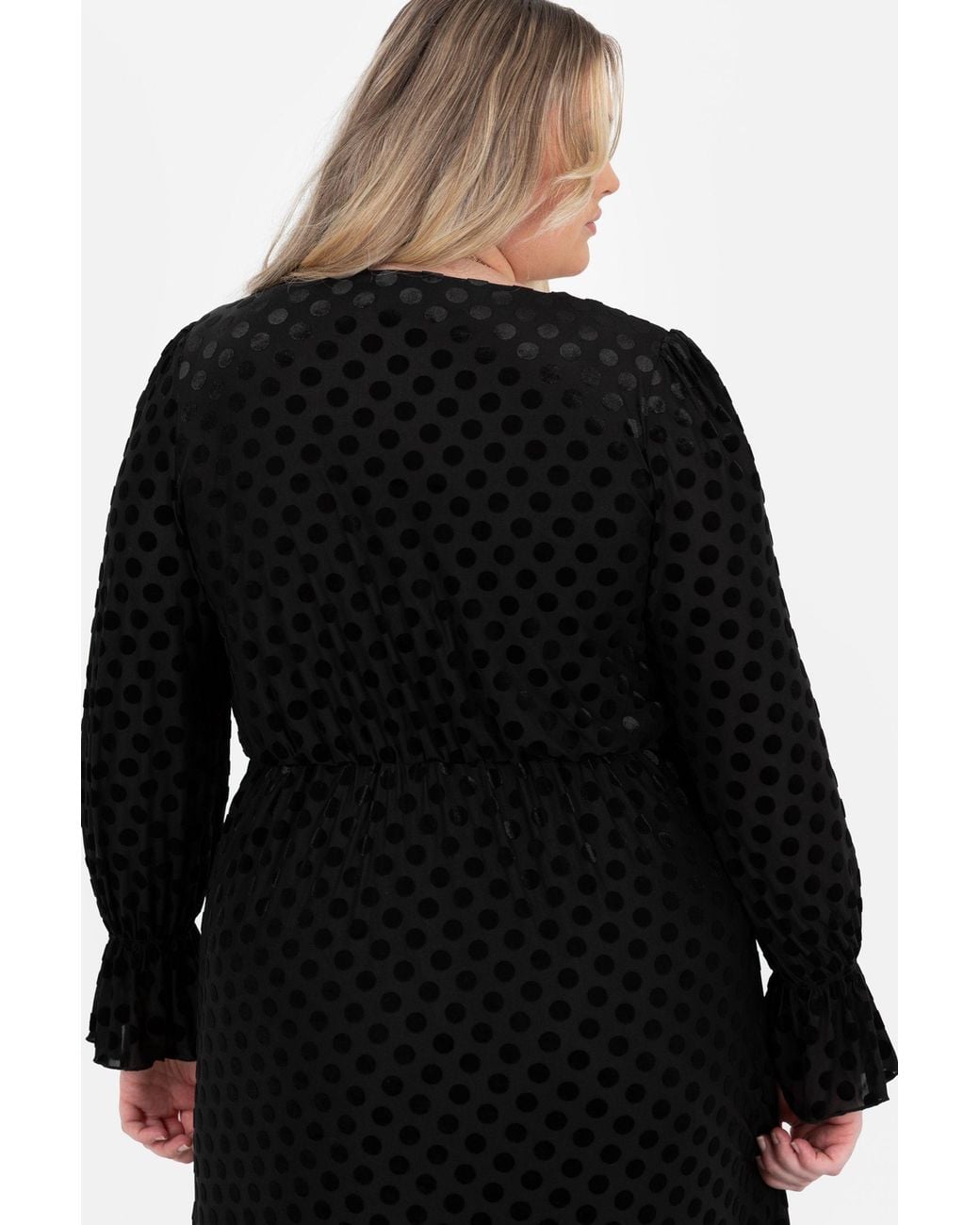 Lovedrobe Black Flocked Polka Dot Midaxi Dress