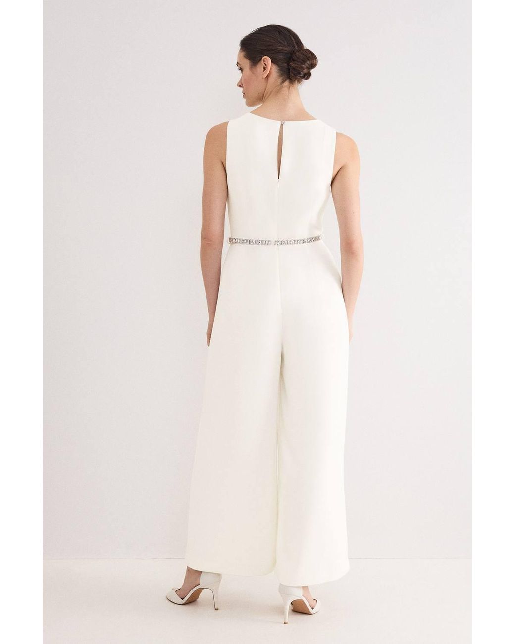 Phase Eight Natural Rubiana Jeweled Wide-Leg Jumpsuit