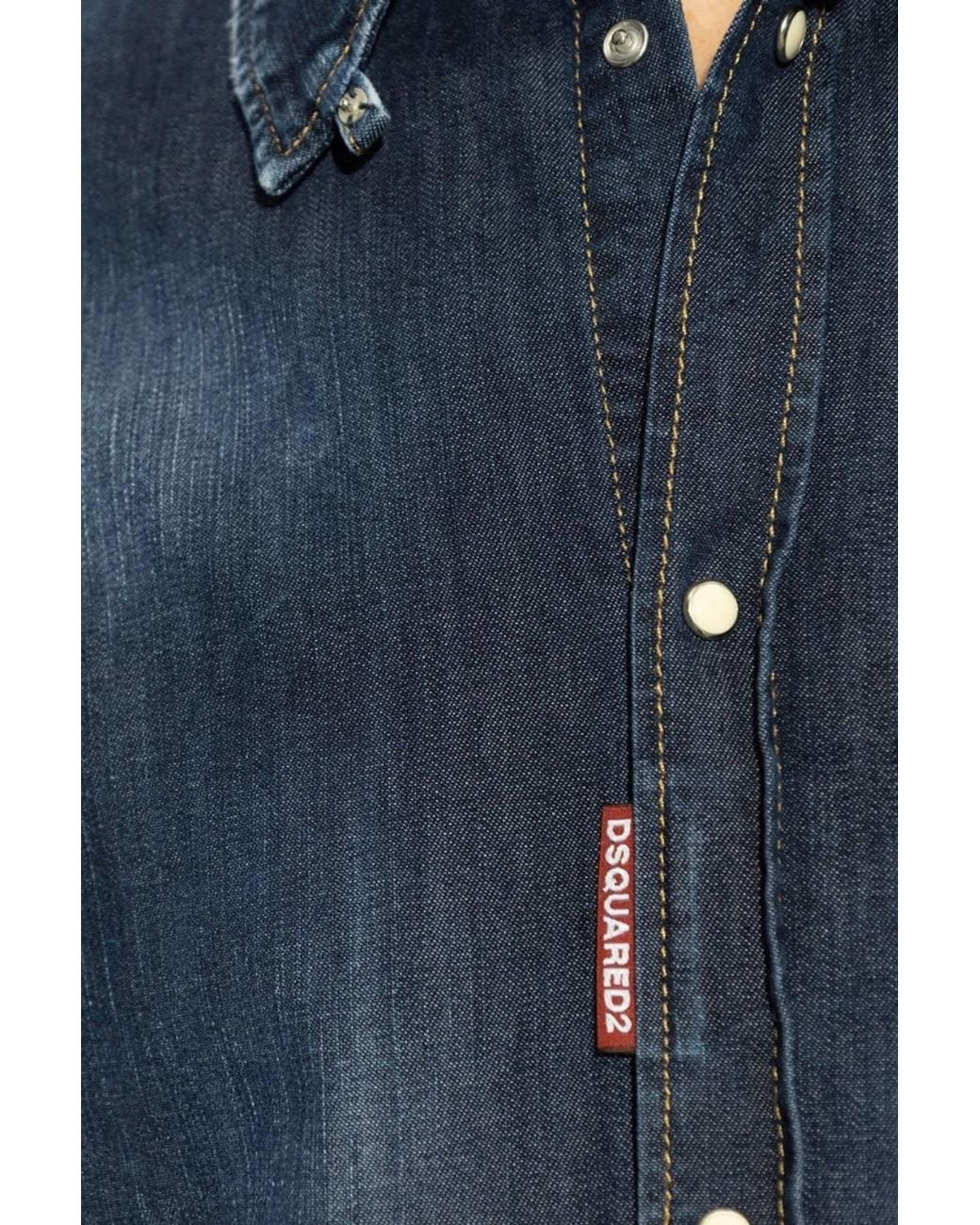 DSquared² Blue Tab Long Sleeve Collared Shirts for men