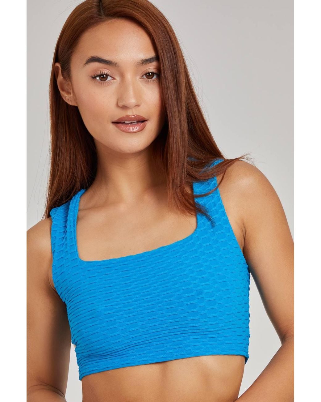 Pink Vanilla Blue Waffle Texture Crop Top