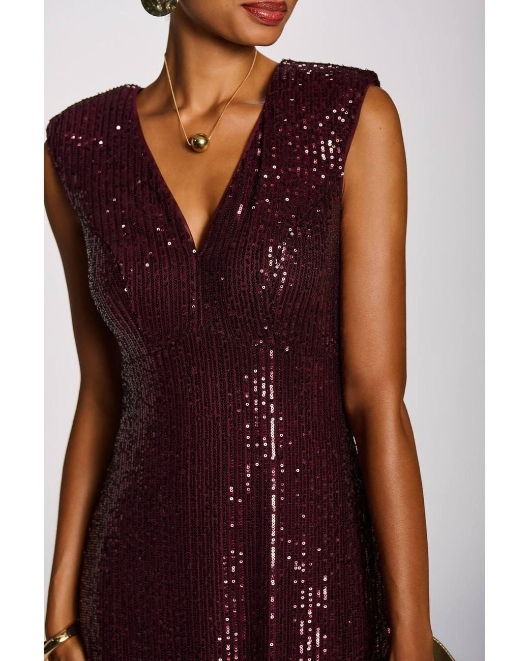 Jolie Moi Purple Multi-Tone Patterned Sequin Maxi Dress