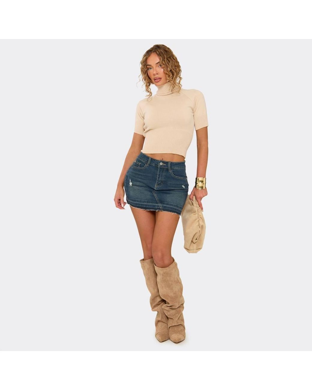 EGO Blue Low Rise Mini Skirt