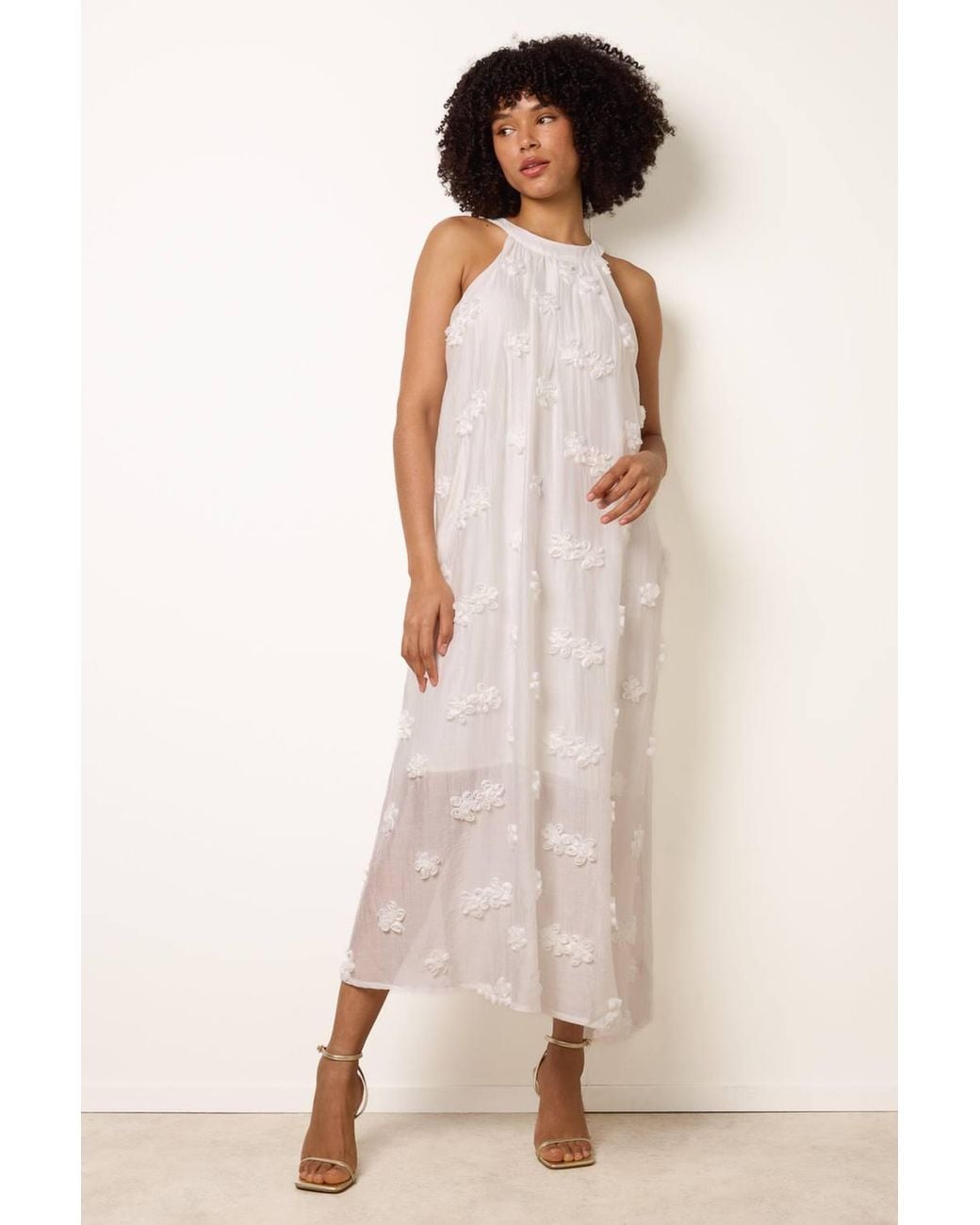 Blue Vanilla Natural Sleeveless Turtleneck Maxi Dress