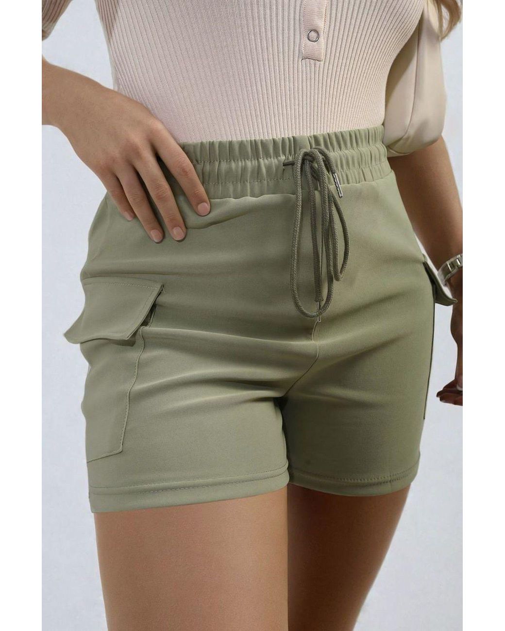 IKRUSH Black Dulce Elastic Waist Drawstring Pocket Detail Shorts