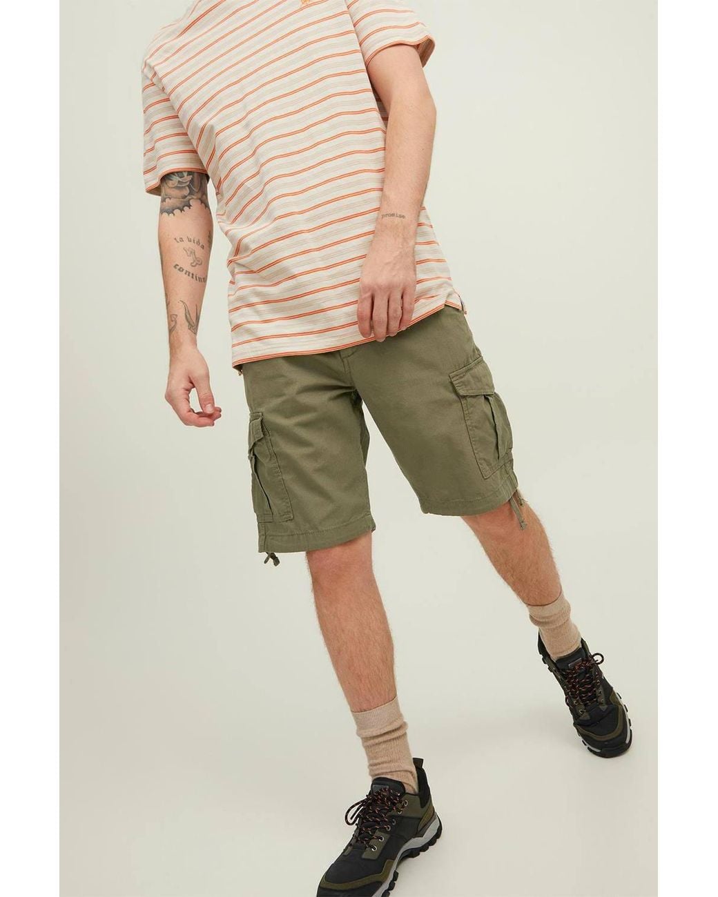 Jack & Jones Green Cargo Shorts Regular Fit Charlie Dave Night for men