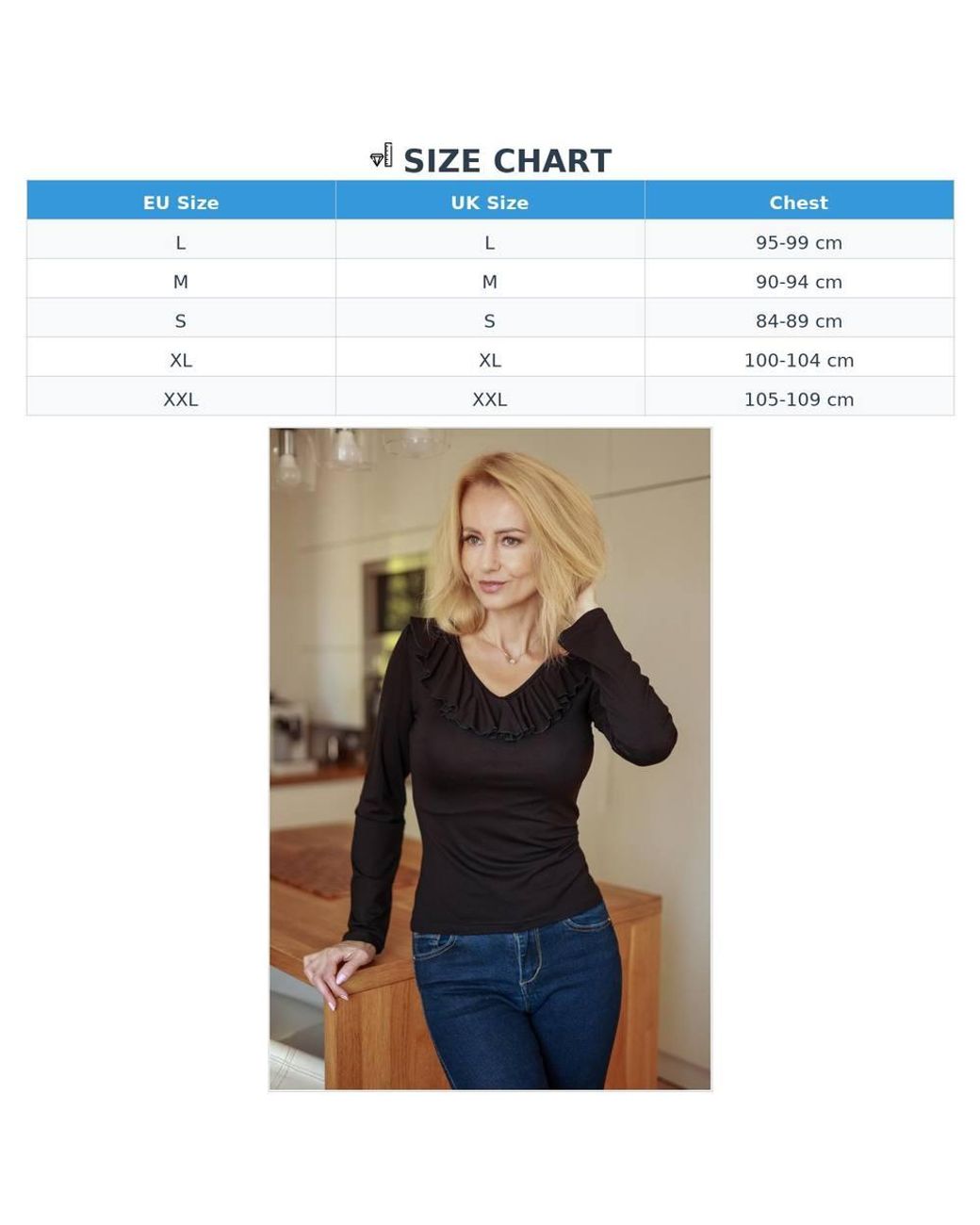 Love Lace Blue Viscose Pleated Long Sleeve Blouse With Ruffles