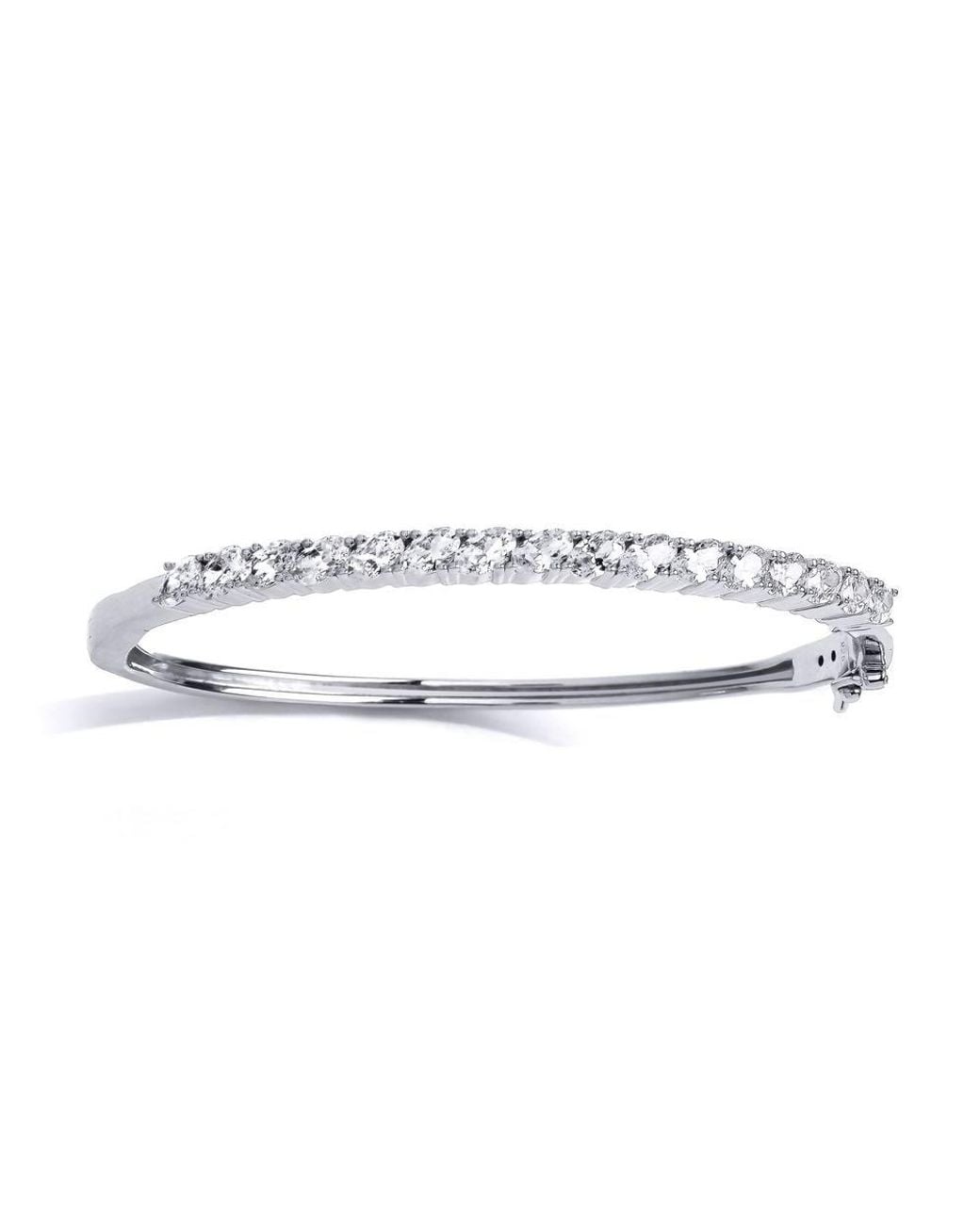 Jewelco London Metallic 925 Oval Cz Sweet 16 Eternity Line Tennis Bangle Bracelet