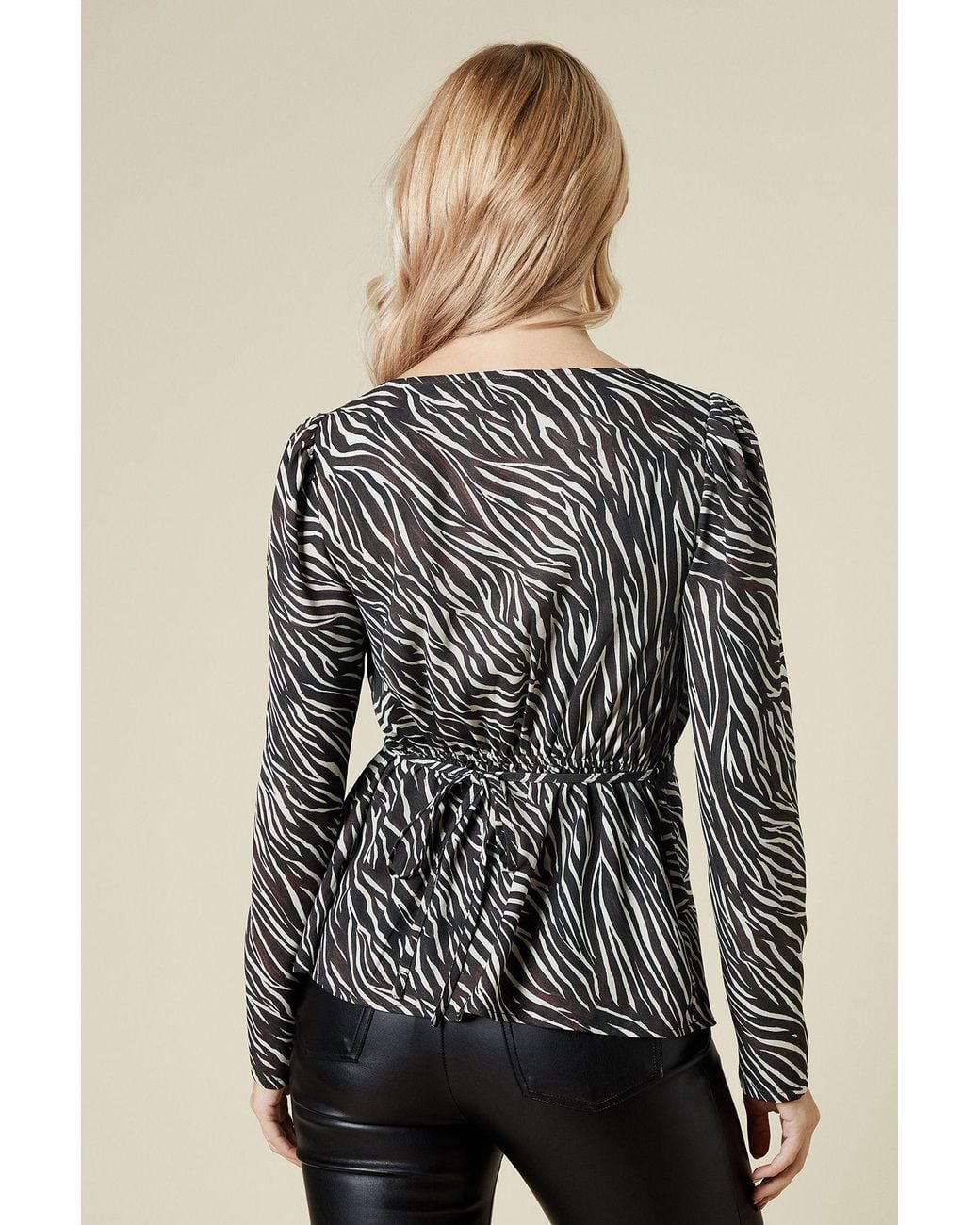 Dorothy Perkins Gray Lace Front Long Sleeve Blouse