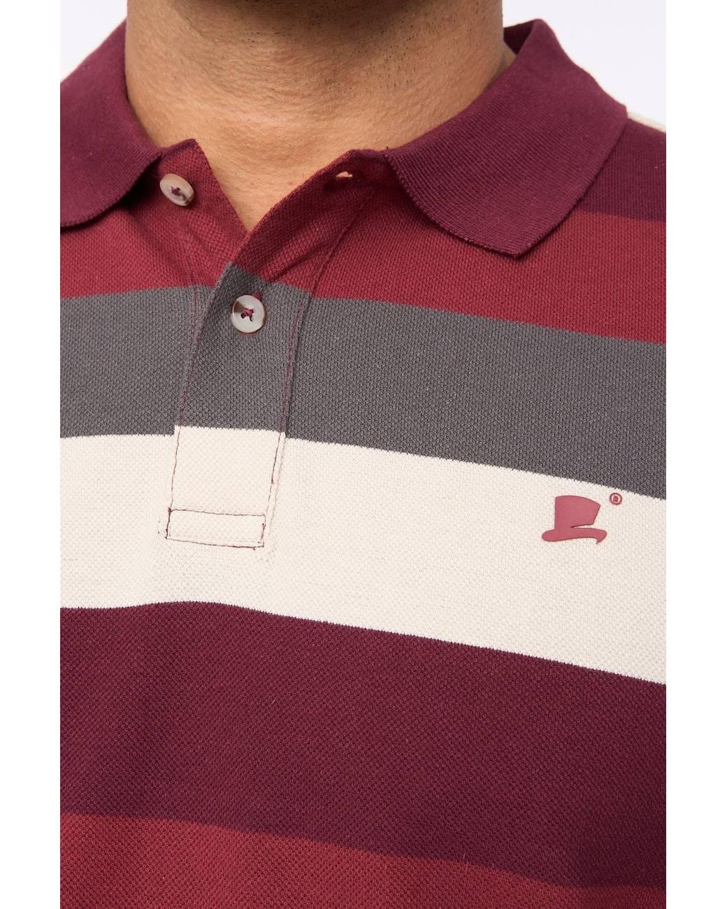 Bewley & Ritch Red Hadley 100% Cotton Pique Striped Polo Shirt for men