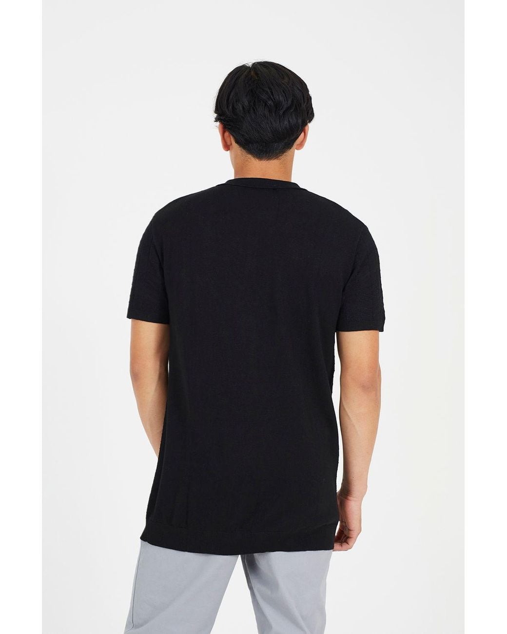 Brave Soul Black Short Sleeve Knitted Polo Shirt for men