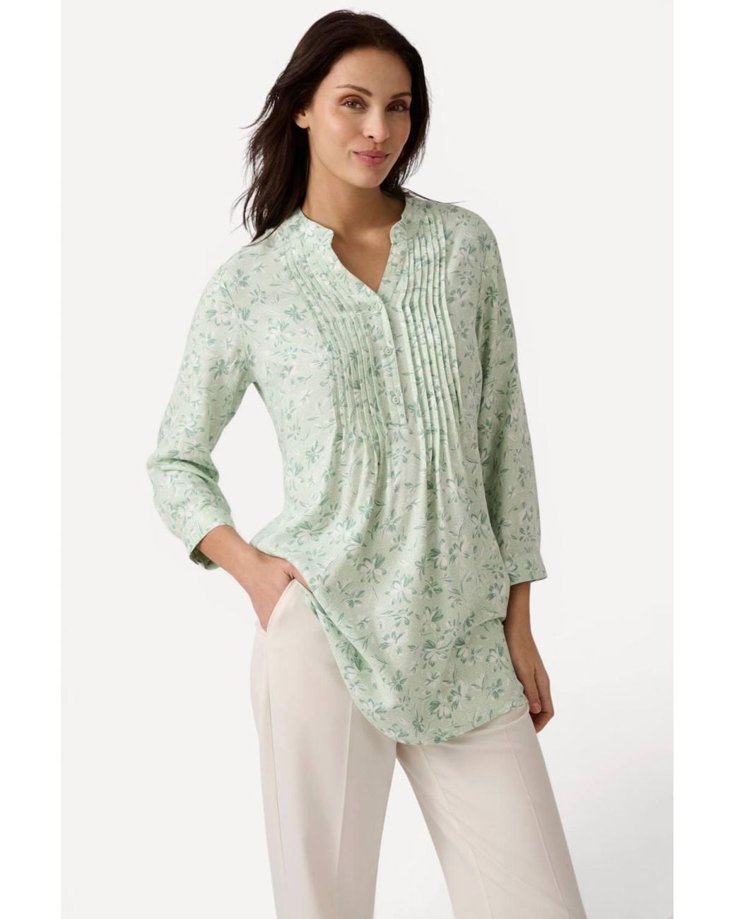DAMART Green Printed Front-Pleat Tunic