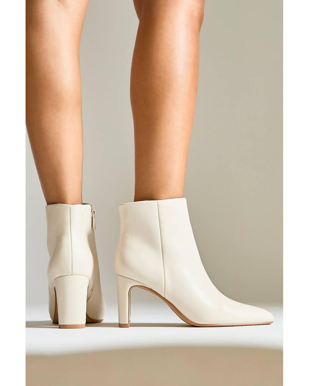 Linzi White Alisha Faux Leather Heeled Ankle Boot