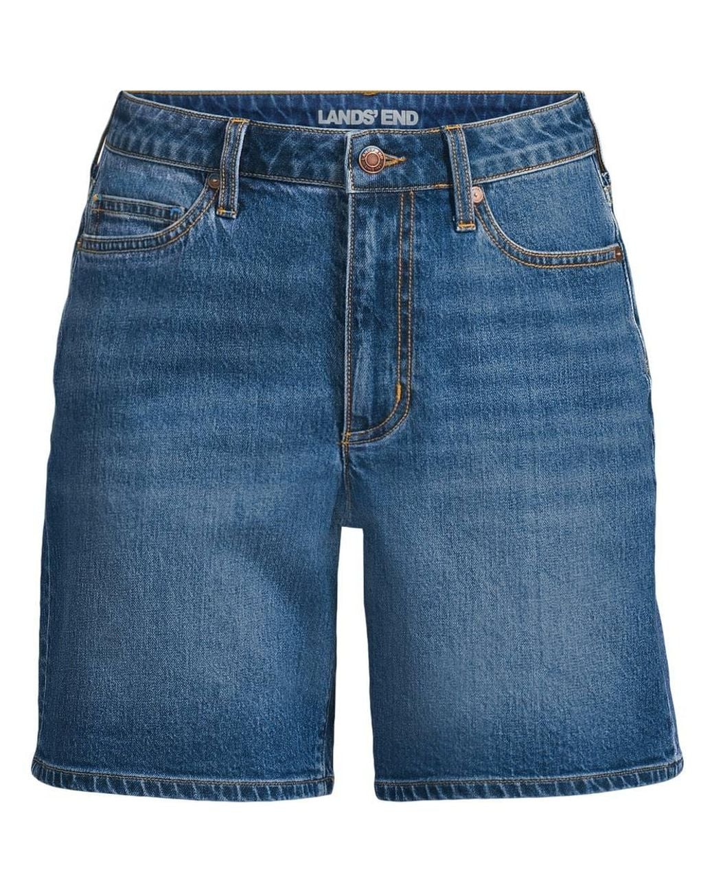 Lands' End Blue Plus Soft Denim Shorts, 7 Inch
