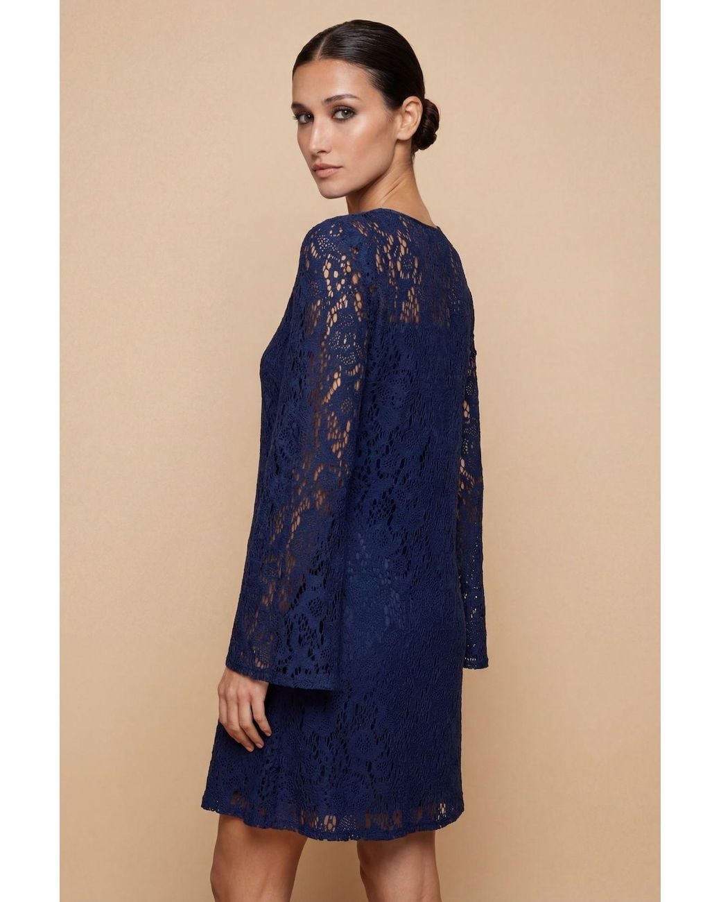 Little Mistress Blue Crochet Mini Dress