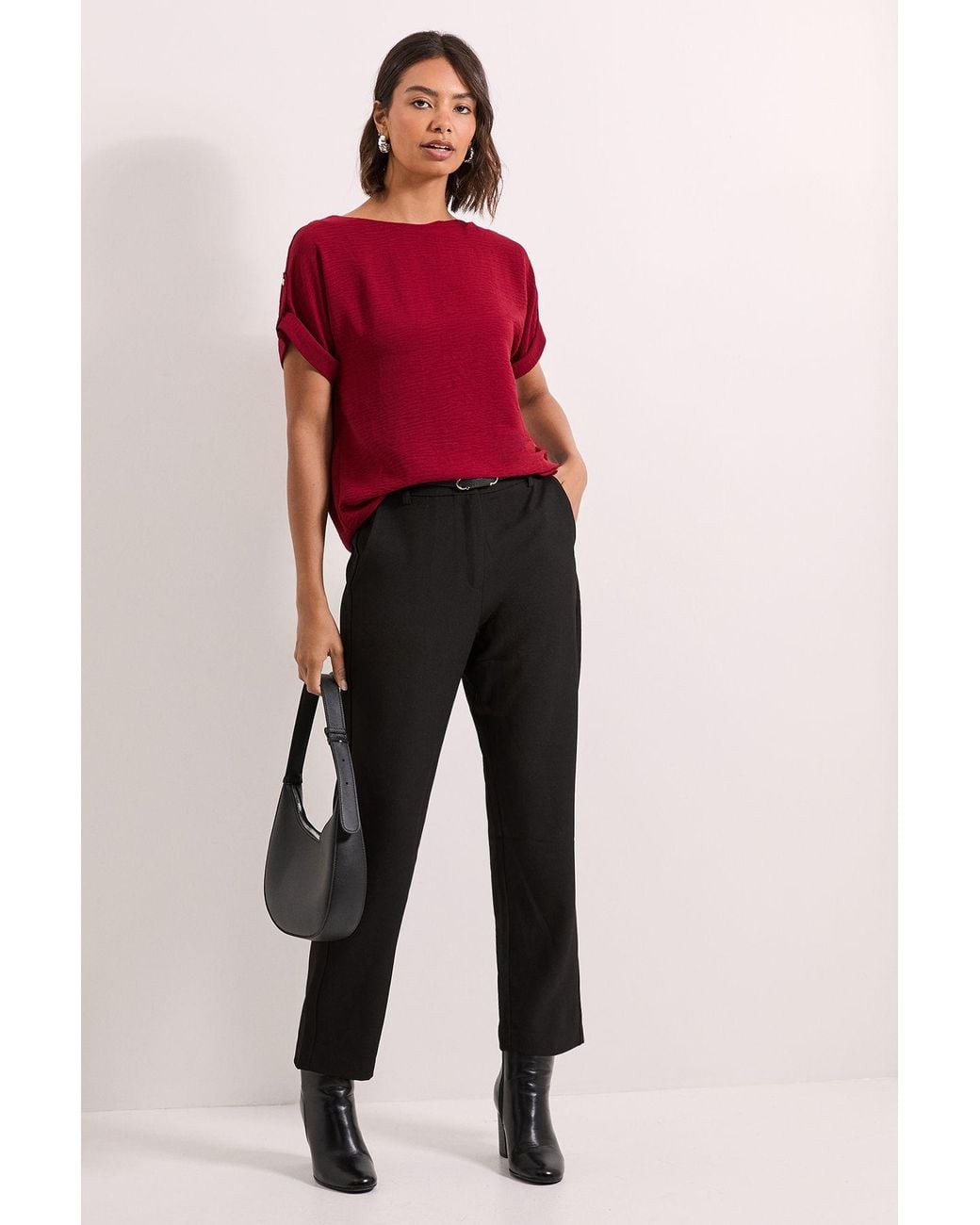 Dorothy Perkins Red Roll Sleeve Blouse