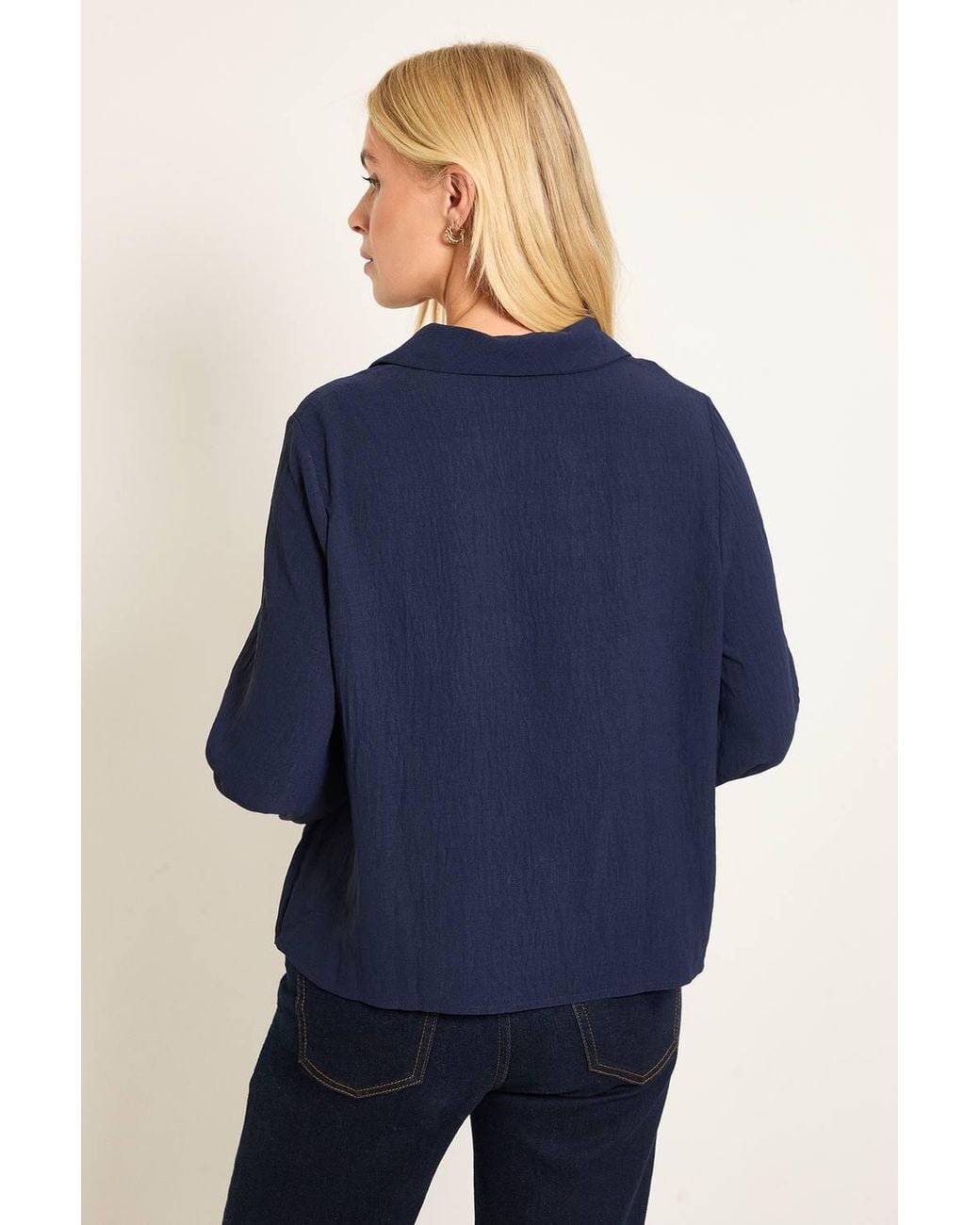Wallis Blue Petite Collared Woven Blouse
