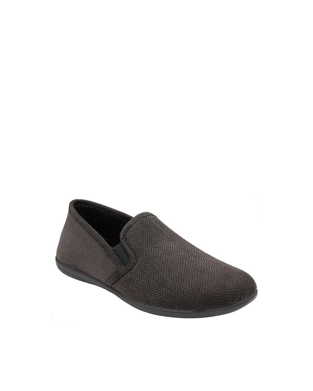 Lotus Black 'Peter' Textile Full Slippers for men