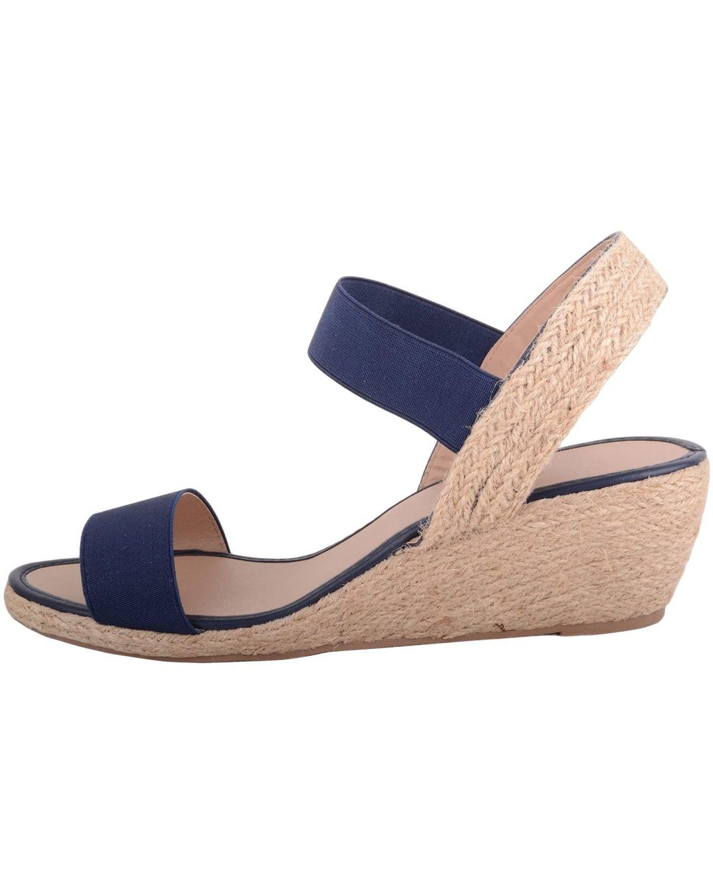 Absolute Footwear Blue Wedged Elasticated Strap Woven Contrast Colour Sandals