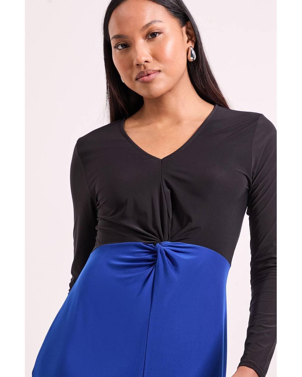 PRINCIPLES Blue Twist Knot Detail Jersey Midi Dress