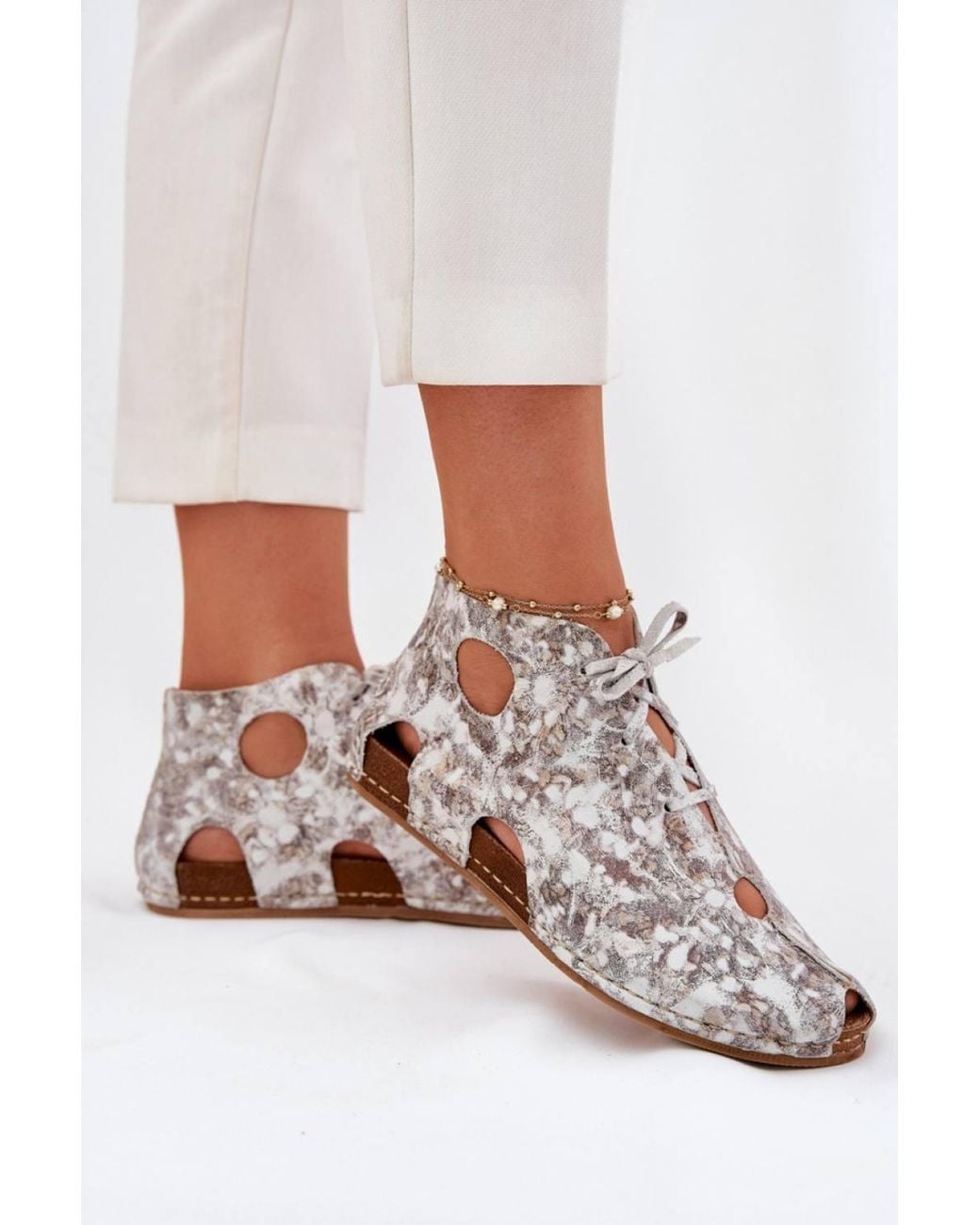 Love Lace White Everyday Comfortable Lace Up Boots With Cut-Outs