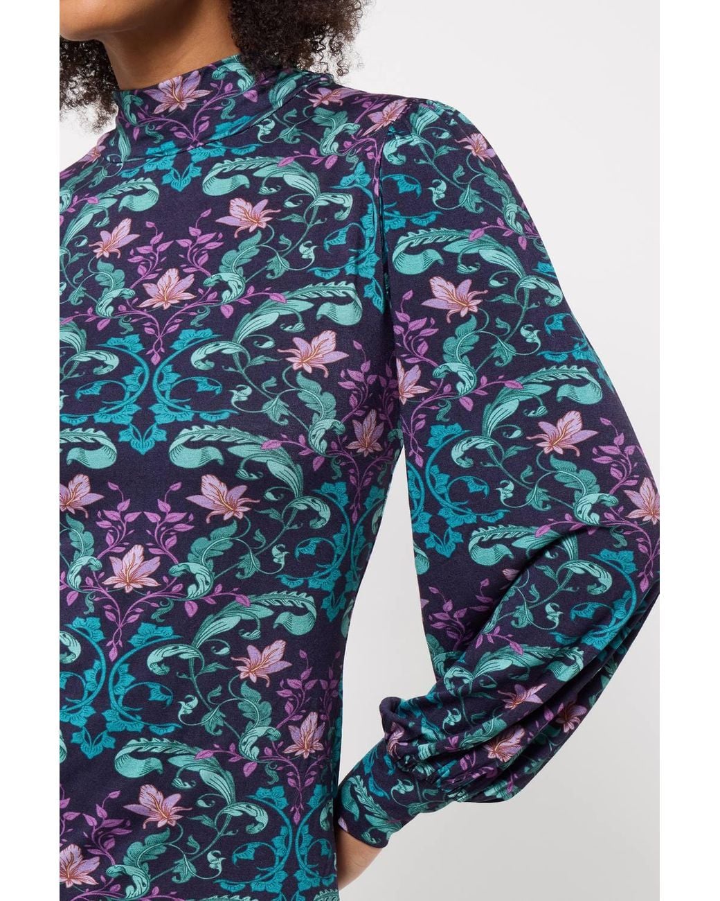 Joe Browns Blue High Neck Mirror Print Jersey Top