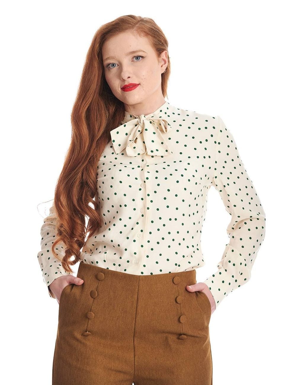 Banned Retro Spot Envy Blouse-Offwhite